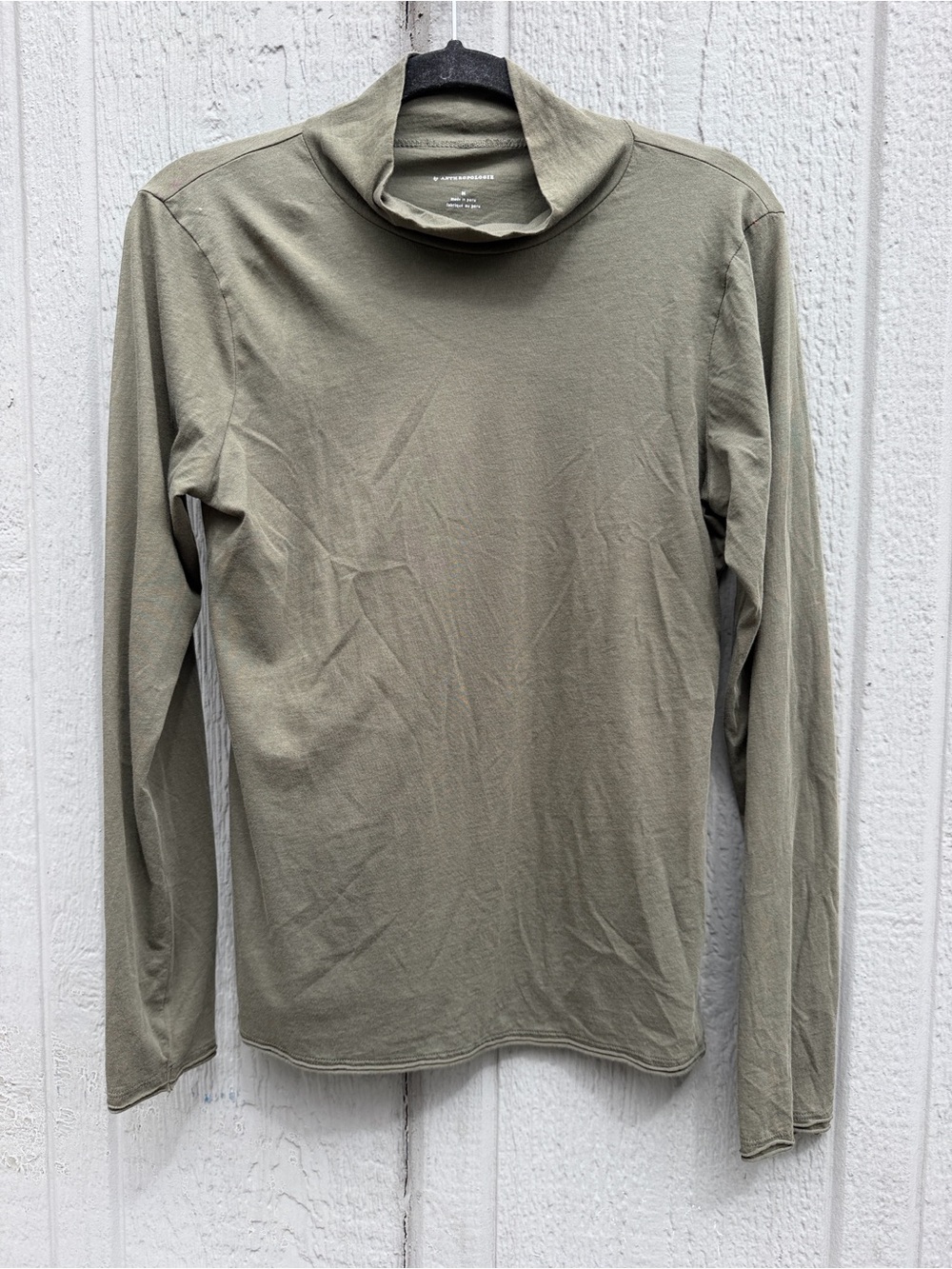 Anthropologie olive green long-sleeve mock neck top Size: M